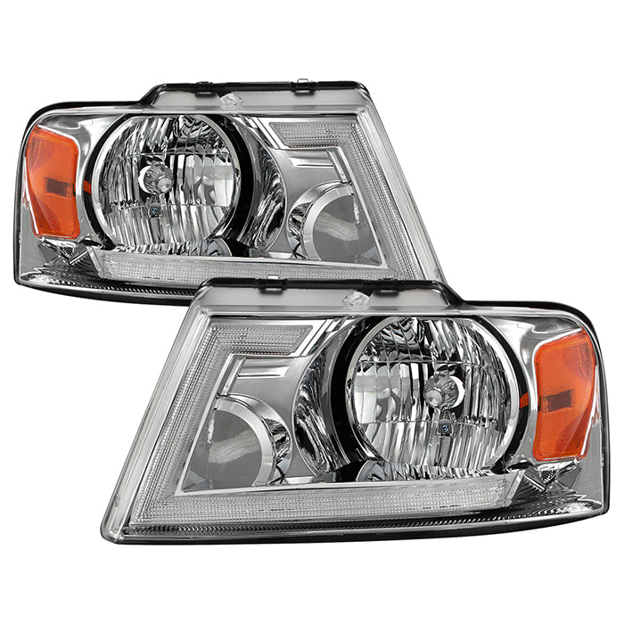 SPYDER xTune 04-08 Ford F150 S/B LED Sig w/DRL Crystal Headlights - Chrome (PRO-JH-FF15004-LED-SB-C) 9950209