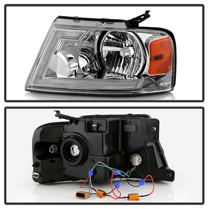 SPYDER xTune 04-08 Ford F150 S/B LED Sig w/DRL Crystal Headlights - Chrome (PRO-JH-FF15004-LED-SB-C) 9950209