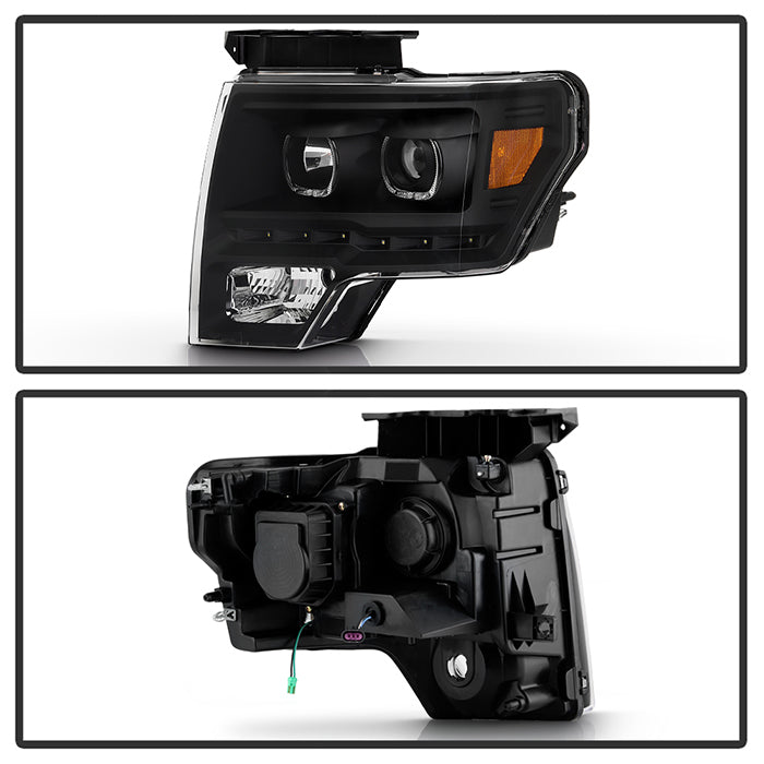SPYDER Xtune Ford F150 09-14 Projector Headlights Halogen Model Only LED Halo Black PRO-JH-FF15009-CFB-BK 9032226