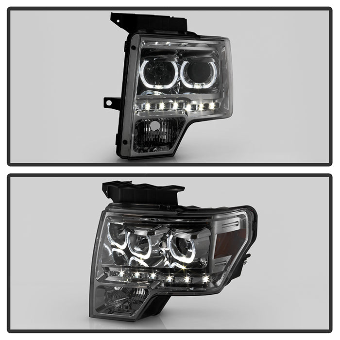 SPYDER Xtune Ford F150 09-14 Projector Headlights Halogen Model Only LED Halo Smoked PRO-JH-FF15009-CFB-SM 9032257