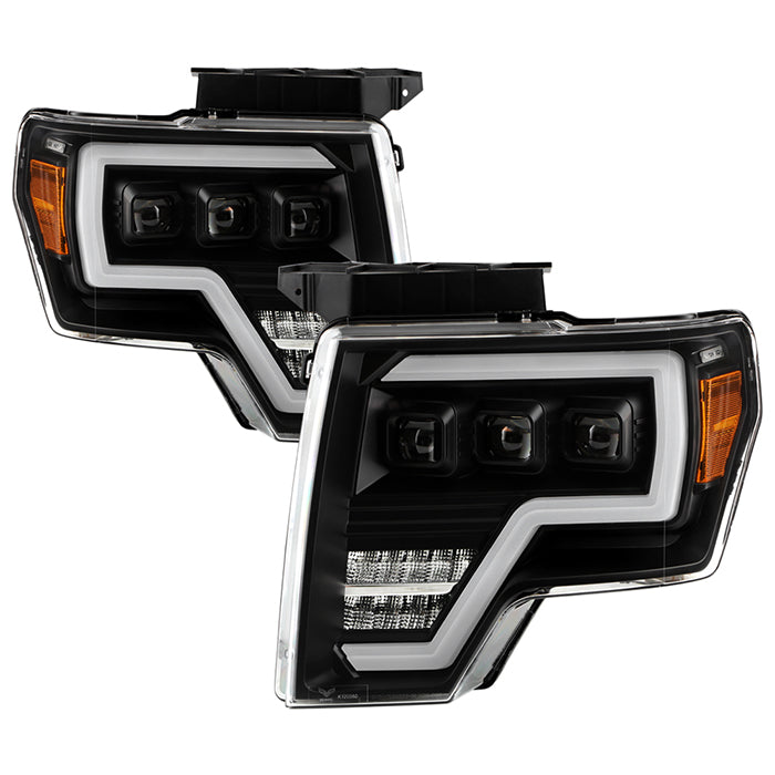 xTune Ford F150 09-14 Projector Headlights - Halogen Model Only - Black PRO-JH-FF15009-FLED-BK 9050206