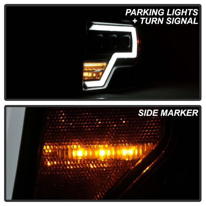 xTune Ford F150 09-14 Projector Headlights - Halogen Model Only - Black PRO-JH-FF15009-FLED-BK 9050206