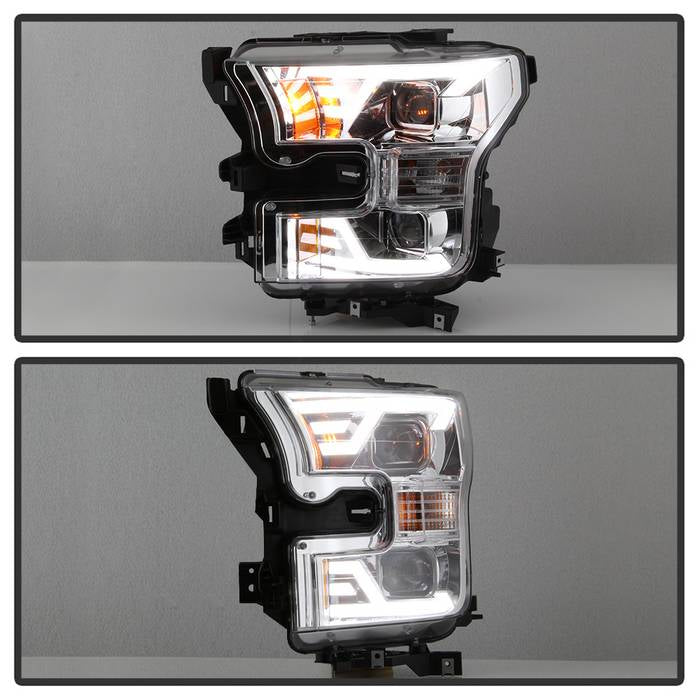 SPYDER xTune 15-17 Ford F-150 DRL LED Light Bar Projector Headlights - Chrome (PRO-JH-FF15015-LB-C) 9042959