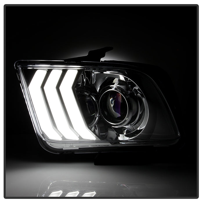 xTune Ford Mustang 05-09 Halogen w LED DRL Projector Headlights - Chrome PRO-JH-FM05-LED-C 9949371