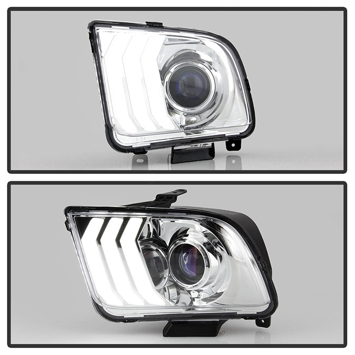 xTune Ford Mustang 05-09 Halogen w LED DRL Projector Headlights - Chrome PRO-JH-FM05-LED-C 9949371