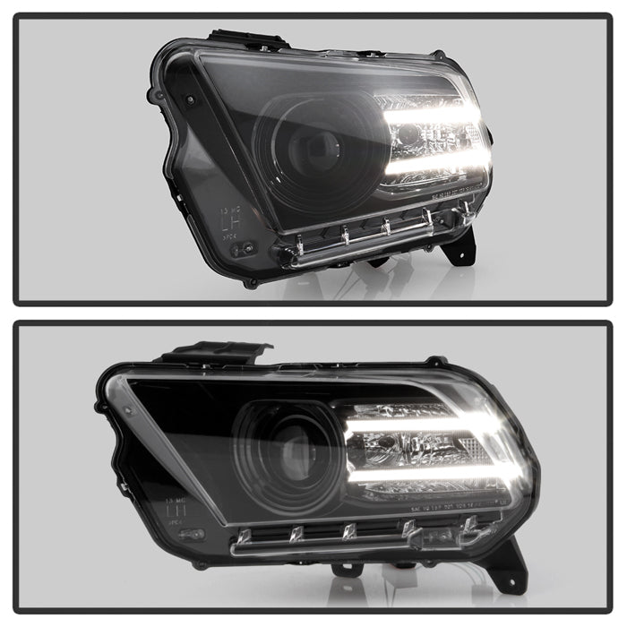 SPYDER xTune 10-14 Ford Mustang Halogen w/LED DRL Projector Headlights Black PRO-JH-FM10-LED-BK 9946271