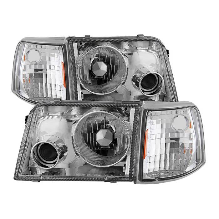 SPYDER Xtune Ford Ranger 93-97 Projector Headlights w/ Corner Lights Chrome PRO-JH-FR93-SET-C 9029394
