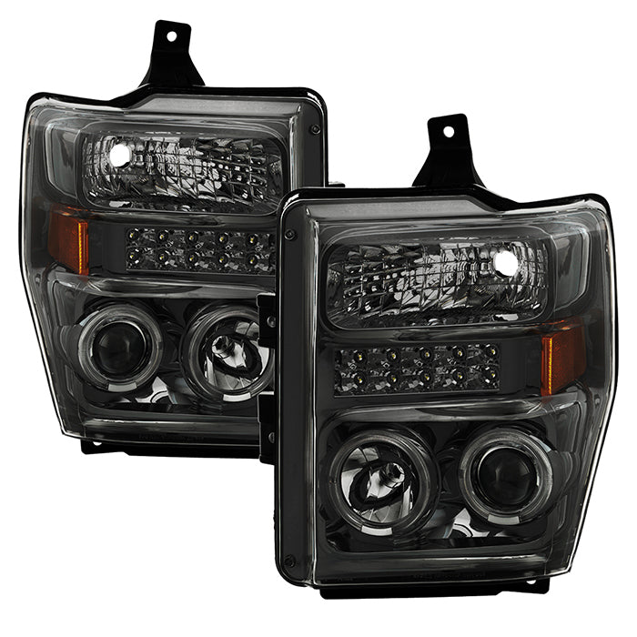SPYDER Xtune Ford F250/350/450 Super Duty 08-10 Projector Headlights LED Halo Smoke PRO-JH-FS08-LED-SM 5076281