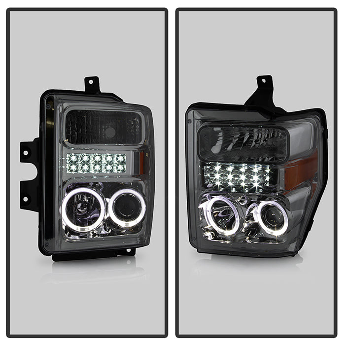 SPYDER Xtune Ford F250/350/450 Super Duty 08-10 Projector Headlights LED Halo Smoke PRO-JH-FS08-LED-SM 5076281