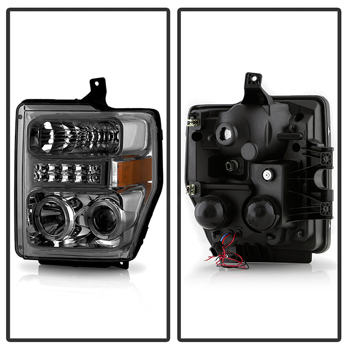 SPYDER Xtune Ford F250/350/450 Super Duty 08-10 Projector Headlights LED Halo Smoke PRO-JH-FS08-LED-SM 5076281