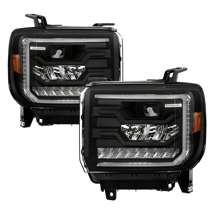 xTune GMC Sierra 1500 14-15 Sierra 2500 3500 15-17 Headlight Halogen Mdls- Black PRO-JH-GS14-FLED-BK 9050107