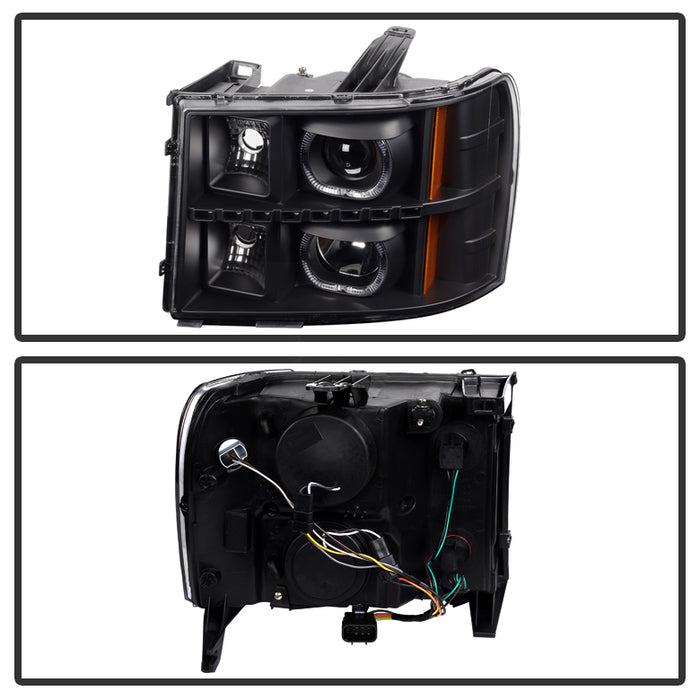 SPYDER Xtune GMC Sierra 1500/2500/3500 07-13 Projector Headlights LED Halo Black PRO-JH-GSIE07-CFB-BK 9032264