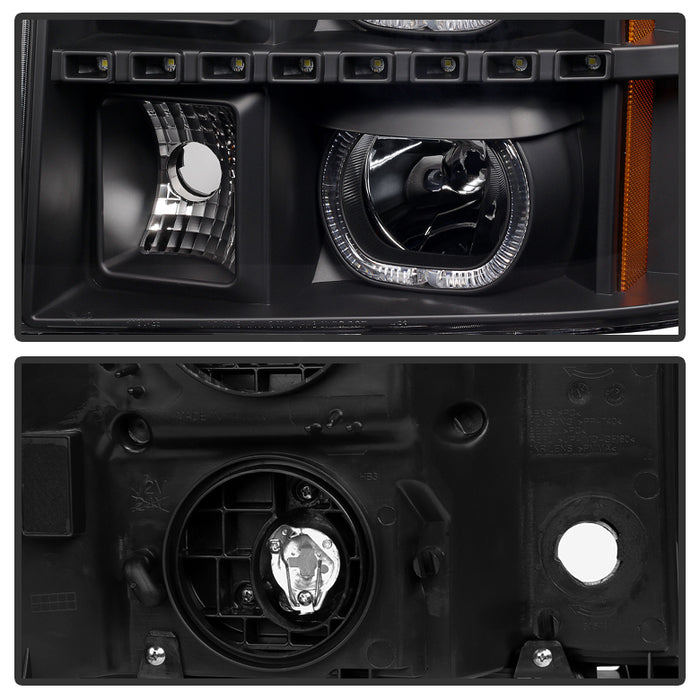 SPYDER Xtune GMC Sierra 1500/2500/3500 07-13 Projector Headlights LED Halo Black PRO-JH-GSIE07-CFB-BK 9032264