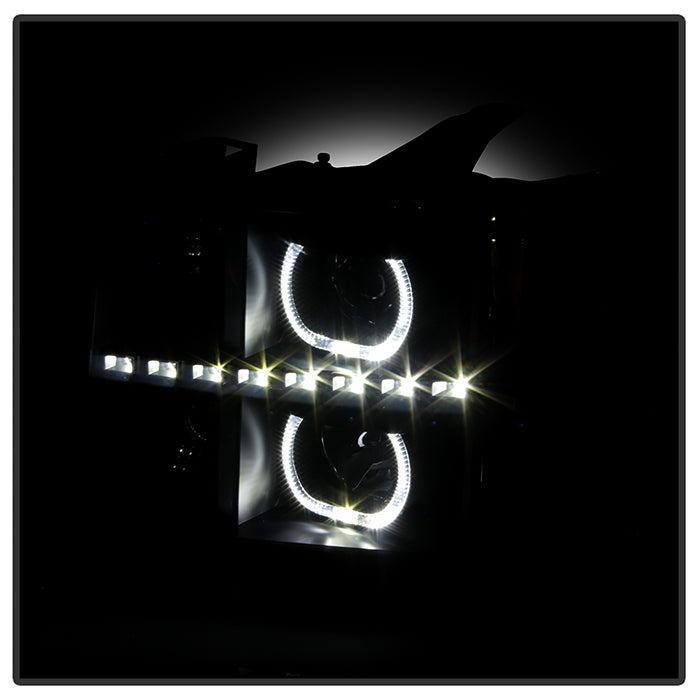 SPYDER Xtune GMC Sierra 2500/3500HD 07-13 Projector Headlights LED Halo- Black Smoked PRO-JH-GSIE07-CFB-BSM 9032271