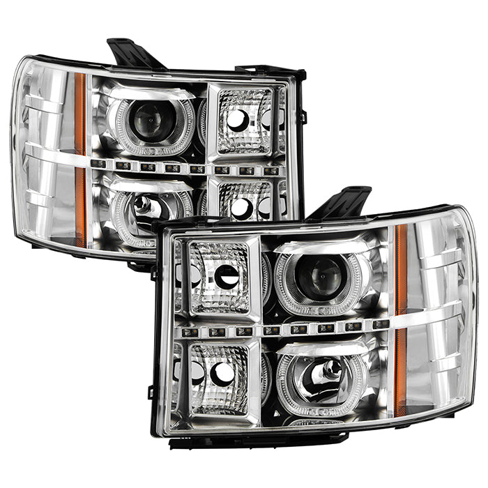 SPYDER Xtune GMC Sierra 1500/2500/3500 07-13 Projector Headlights LED Halo- Chrome PRO-JH-GSIE07-CFB-C 9032288