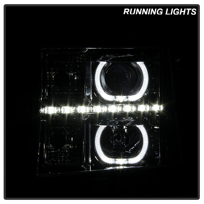 SPYDER Xtune GMC Sierra 1500/2500/3500 07-13 Projector Headlights LED Halo- Chrome PRO-JH-GSIE07-CFB-C 9032288
