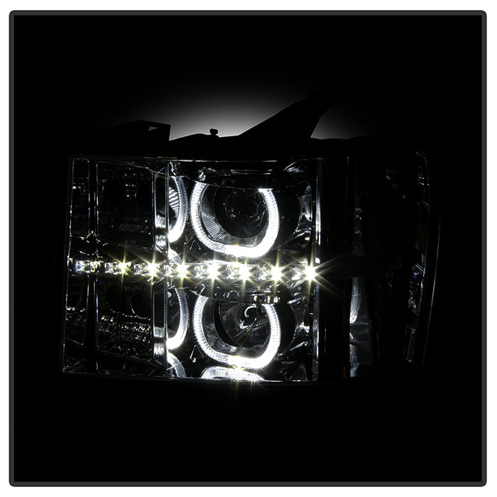 SPYDER Xtune GMC Sierra 1500/2500/3500 07-13 Projector Headlights LED Halo- Chrome PRO-JH-GSIE07-CFB-C 9032288