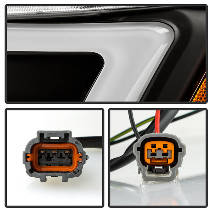 xTune 03-08 Infinity FX35/FX45 DRL Light Bar Projector Headlights - Black PRO-JH-IFX3503-LB-BK 9045325