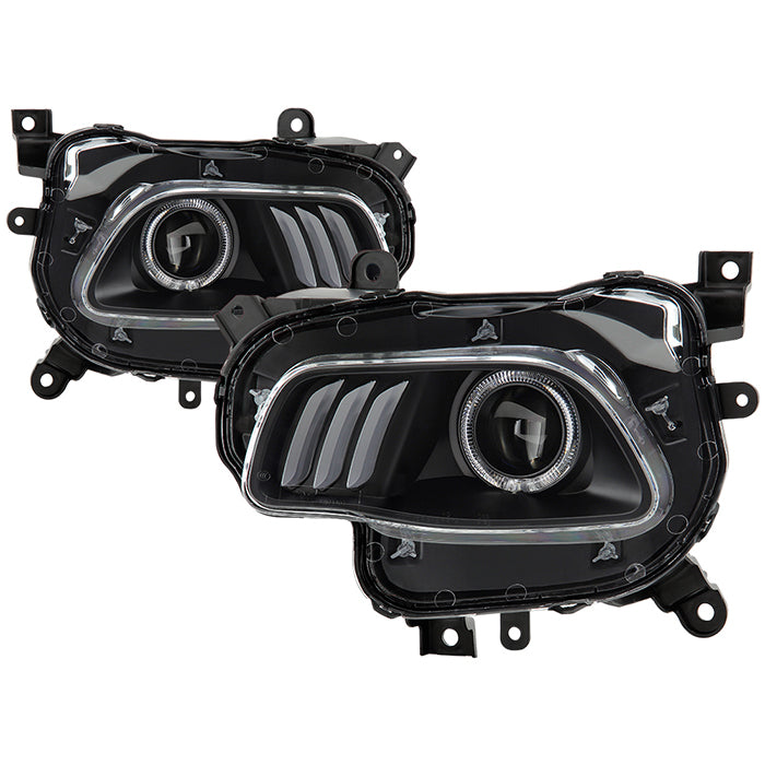 SPYDER xTune 14-17 Jeep Cherokee Halogen Model Only LED Light Bar Proj Headlights - Blk - PRO-JH-JC14-LB-BK 9047183