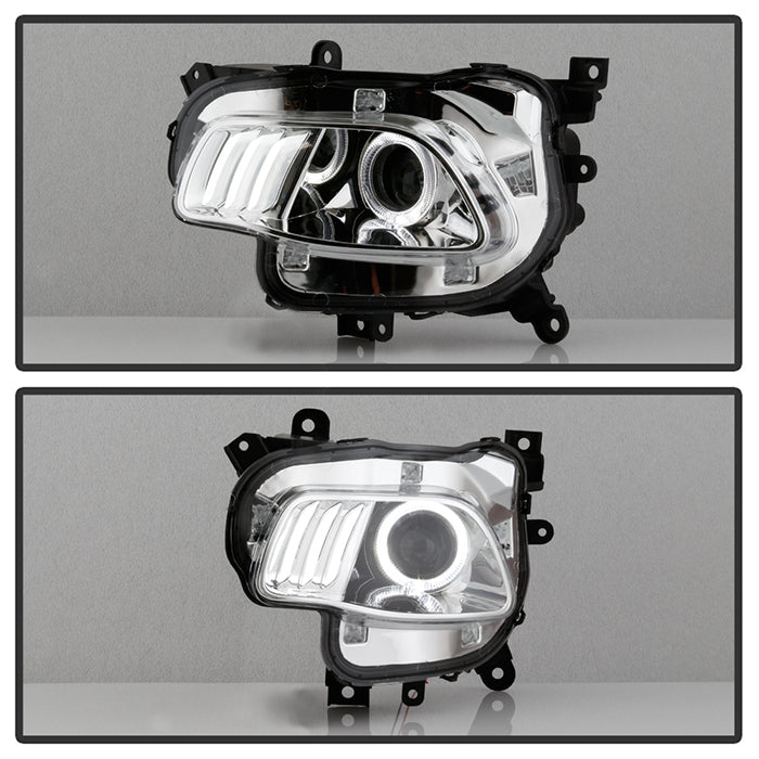 SPYDER xTune 14-17 Jeep Cherokee Halogen Model Only LED Light Bar Proj Headlights - Chro - PRO-JH-JC14-LB-C 9047190