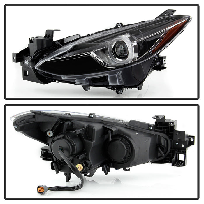 SPYDER xTune 14-17 Mazda 3 Sedan Halogen Model Only LED Light Bar Proj Headlights - Blk - PRO-JH-M314-LB-BK 9047206