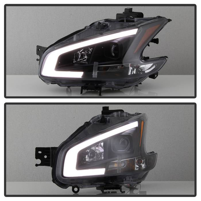 SPYDER xTune 09-14 Nissan Maxima Halogen LED Light Bar Projector Headlights - Black (PRO-JH-NM09-LB-BK) 9043055