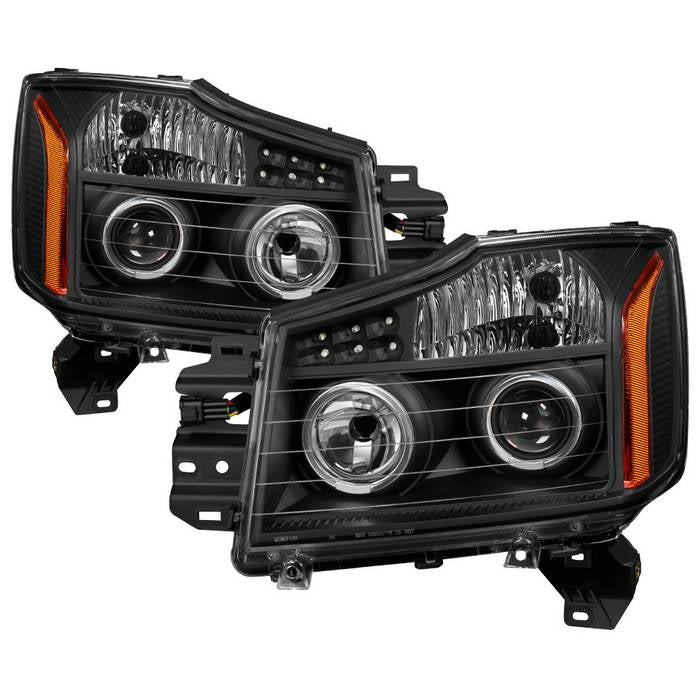 SPYDER Xtune Nissan Titan 04-14 Projector Headlights LED Halo Black PRO-JH-NTI04-LED-BK 5077103