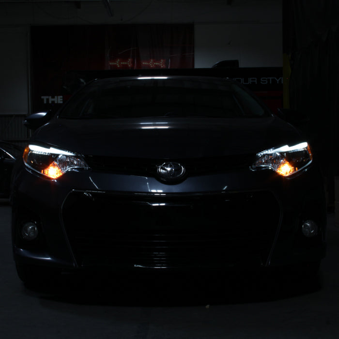 SPYDER xTune 14-16 Toyota Corolla w/LED DRL (OE Style) Headlights - Black w/ Chrome (PRO-JH-TCOL14-LED-BK) 9950605