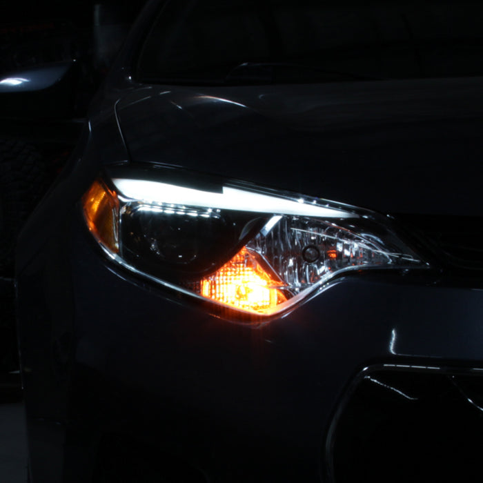 SPYDER xTune 14-16 Toyota Corolla w/LED DRL (OE Style) Headlights - Black w/ Chrome (PRO-JH-TCOL14-LED-BK) 9950605