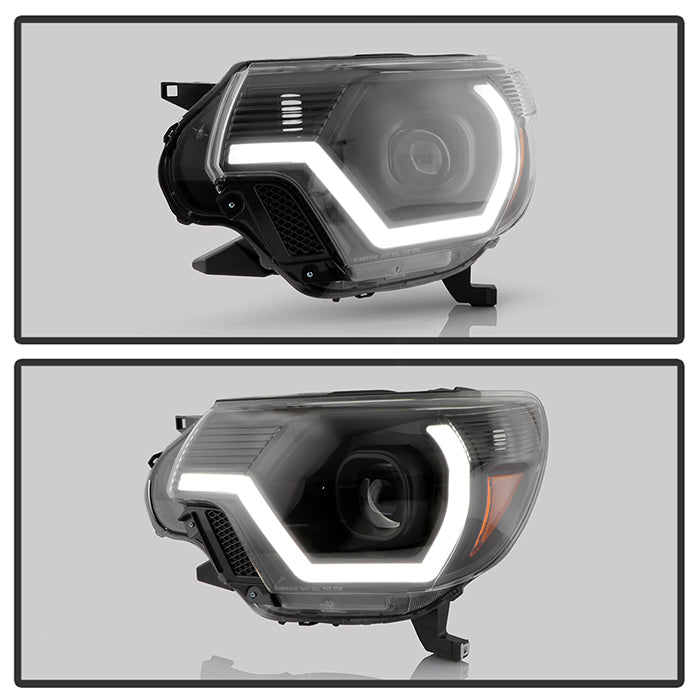 SPYDER xTune 12-15 Toyota Tacoma Projector Headlights w/ Light Bar - Black (PRO-JH-TTA12-LB-BK) 9050602