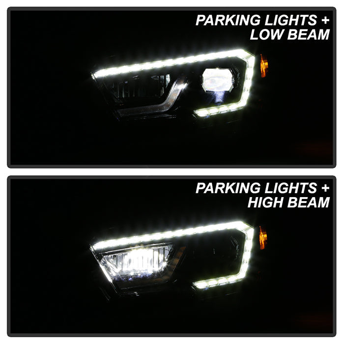 xTune Toyota Tacoma 16-19 SR SR5 Model LED DRL Projector Headlights- Black PRO-JH-TTA16-FLED-SR-BK 9050060