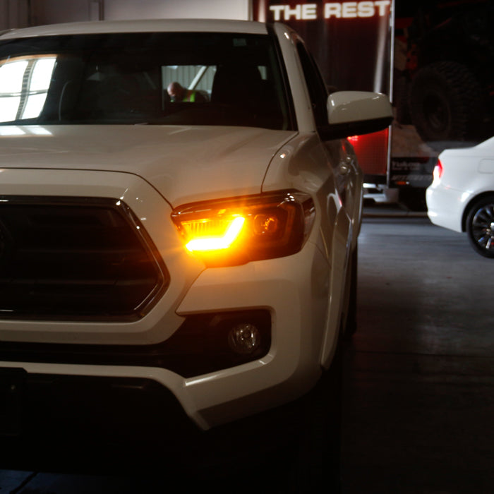 xTune Toyota Tacoma 16-19 SR SR5 Model LED DRL Projector Headlights- Black PRO-JH-TTA16-FLED-SR-BK 9050060
