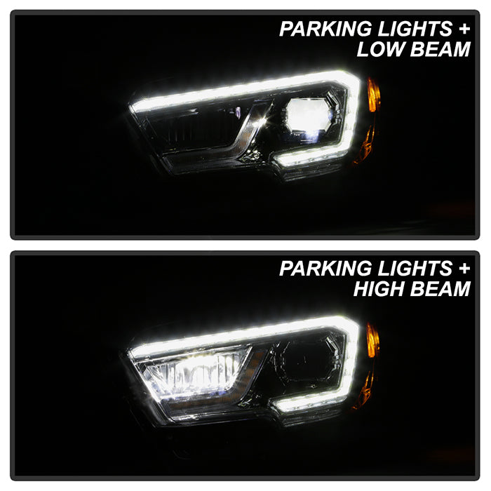 xTune Toyota Tacoma 16-19 SR & SR5 Model LED DRL Projector Headlights- Chrome PRO-JH-TTA16-FLED-SR-C 9050077
