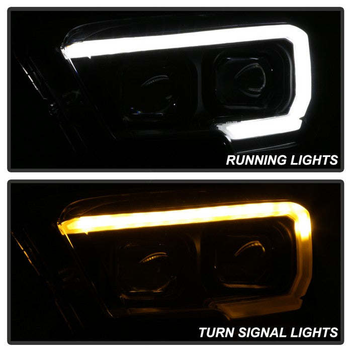 SPYDER xTune Toyota Tacoma 16-18 DRL Light Bar Projector Headlights - Black PRO-JH-TTA16-LBDRL-BK 9039256