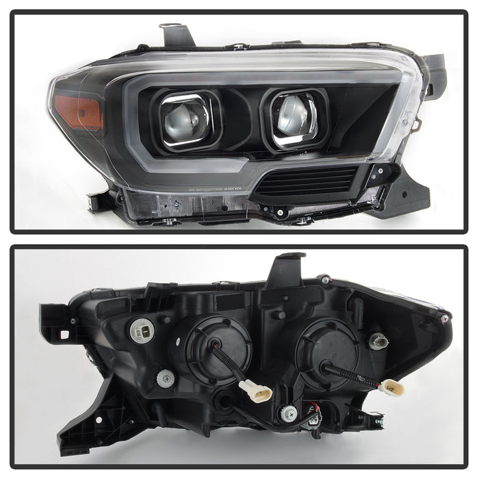 SPYDER xTune Toyota Tacoma 16-18 DRL Light Bar Projector Headlights - Black PRO-JH-TTA16-LBDRL-BK 9039256