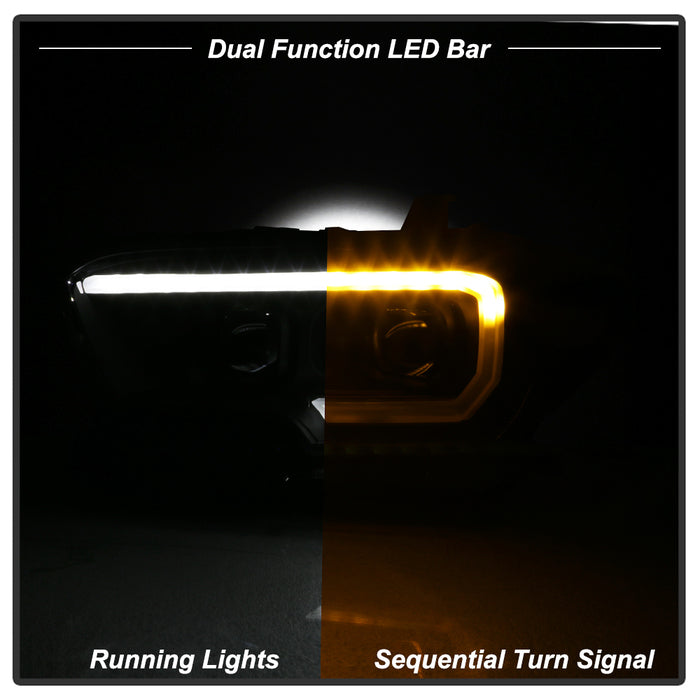 SPYDER xTune Toyota Tacoma 16-18 DRL Light Bar Projector Headlights - Black PRO-JH-TTA16-LBDRL-BK 9039256