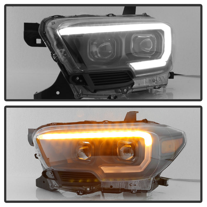 SPYDER xTune Toyota Tacoma 16-18 DRL Light Bar Projector Headlights - Black PRO-JH-TTA16-LBDRL-BK 9039256