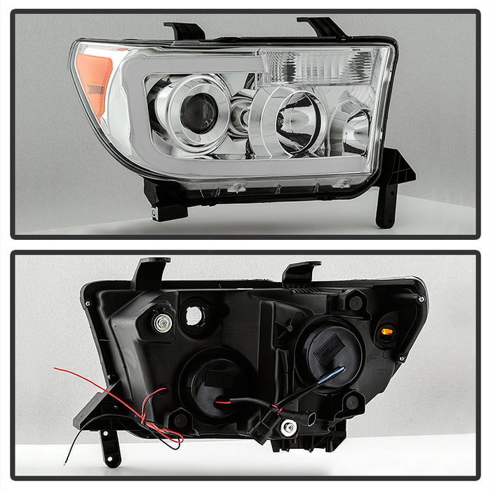 SPYDER Xtune Toyota Tundra 07-13 LED Light Bar Projector Headlights Chrome PRO-JH-TTU07-LED-C 9027895
