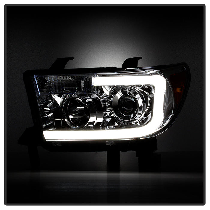 SPYDER Xtune Toyota Tundra 07-13 LED Light Bar Projector Headlights Chrome PRO-JH-TTU07-LED-C 9027895