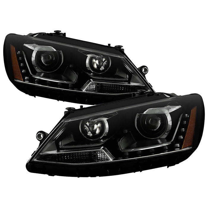 SPYDER xTune Volkswagen Jetta 11-14 DRL Projector Headlights - Black Smoked PRO-JH-VJ11-DRL-BSM 9036682