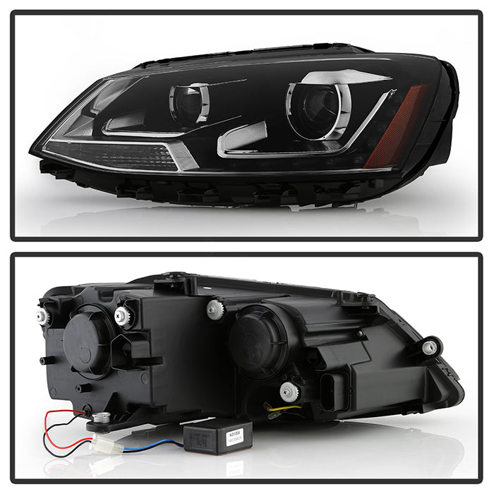 SPYDER xTune Volkswagen Jetta 11-14 DRL Projector Headlights - Black Smoked PRO-JH-VJ11-DRL-BSM 9036682
