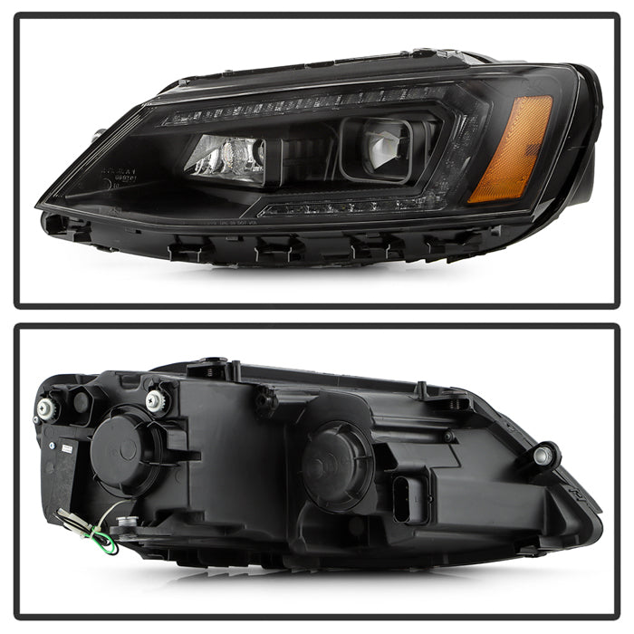SPYDER xTune VW Jetta 11-18 *Halogen Only* Proj. Headlights w/ Light Bar - Blk PRO-JH-VJ11-LBDRL-BK 9055560