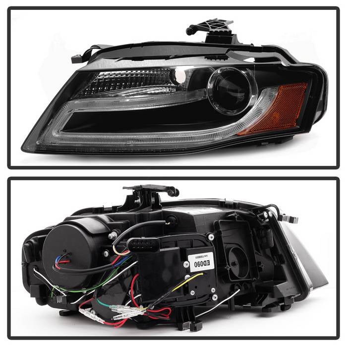 Spyder Audi A4 09-12 Projector Headlights Halogen Model Only - DRL LED Black PRO-YD-AA408-DRL-BK 5081544