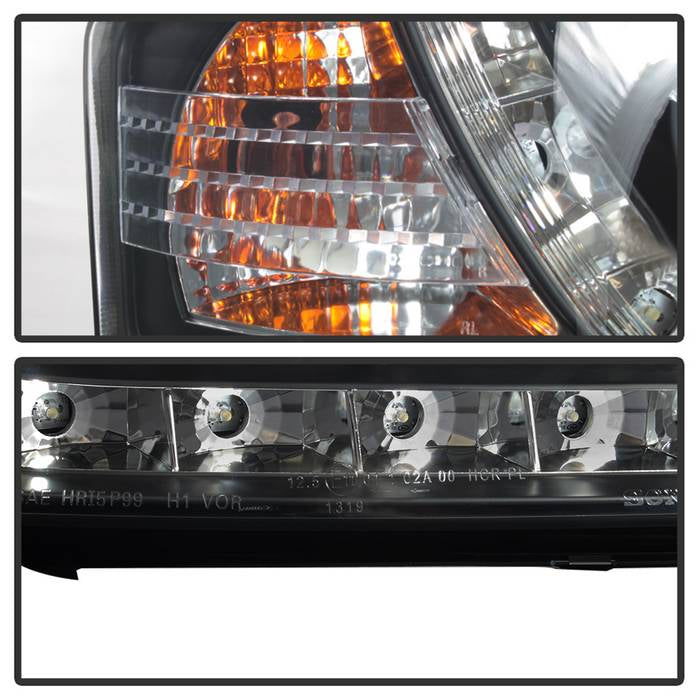 Spyder Audi A6 02-04 Projector Headlights Halogen Model Only - DRL Black PRO-YD-ADA601-DRL-BK 5008657