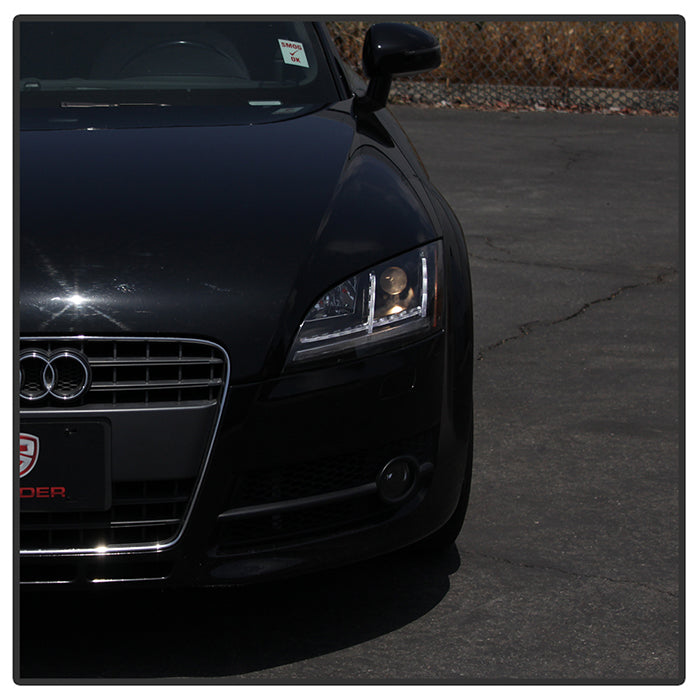Spyder 08-15 Audi TT Halogen Projector Headlights w/Seq Turn Signal - Black (PRO-YD-ATT08-BK) 5085535