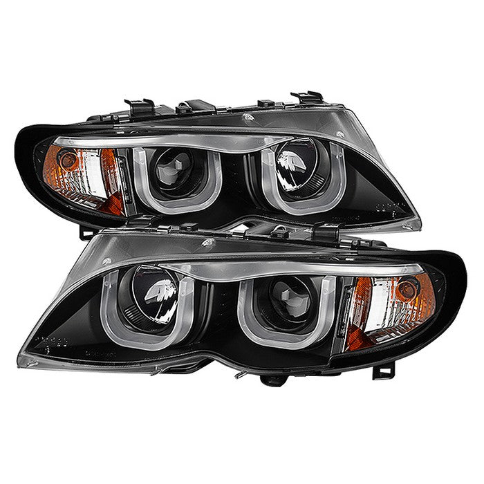 Spyder BMW E46 3-Series 02-05 4DR Projector Headlights 1PC 3D Halo Blk PRO-YD-BMWE4602-4D-3DDRL-BK 5031877