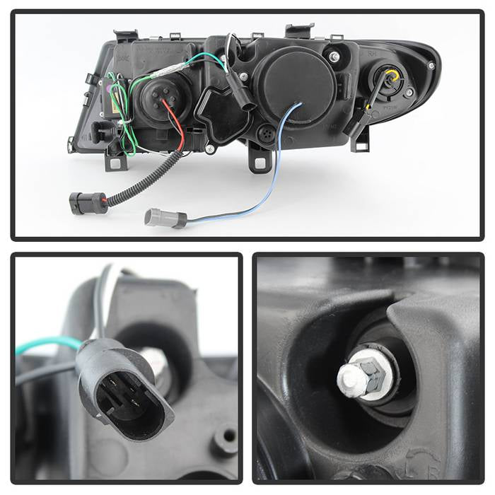 Spyder BMW E46 3-Series 02-05 4DR Projector Headlights 1PC 3D Halo Blk PRO-YD-BMWE4602-4D-3DDRL-BK 5031877