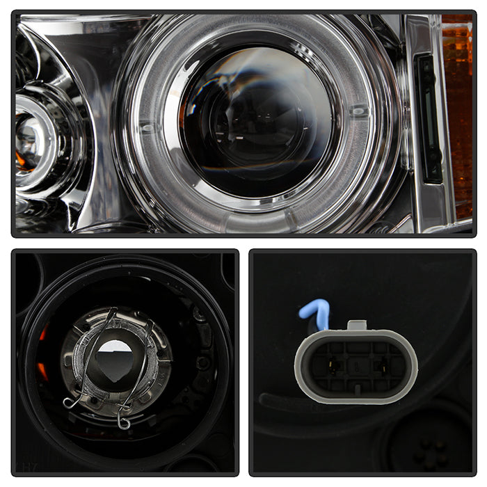 Spyder BMW E46 3-Series 02-05 4DR Projector Headlights 1PC LED Halo Chrm PRO-YD-BMWE4602-4D-AM-C 5042408
