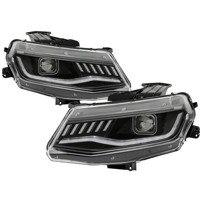 Spyder Chevy Camaro 16-18 Halogen Model Full LED Headlights Black PRO-YD-CCAM16HALAP-SEQ-BK 5087317