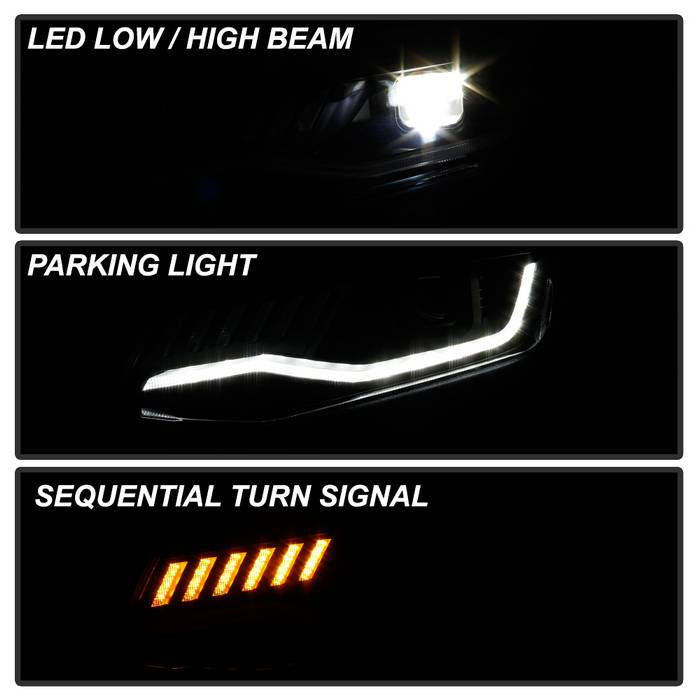 Spyder Chevy Camaro 16-18 Halogen Model Full LED Headlights Black PRO-YD-CCAM16HALAP-SEQ-BK 5087317